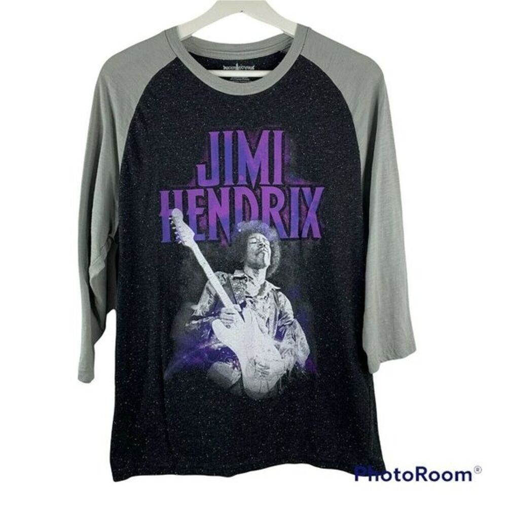 Jimi Hendrix Sz L Tee Raglan Sleeve Ringer Long Sleeve‎ Shirt Top Rockin Artwork
